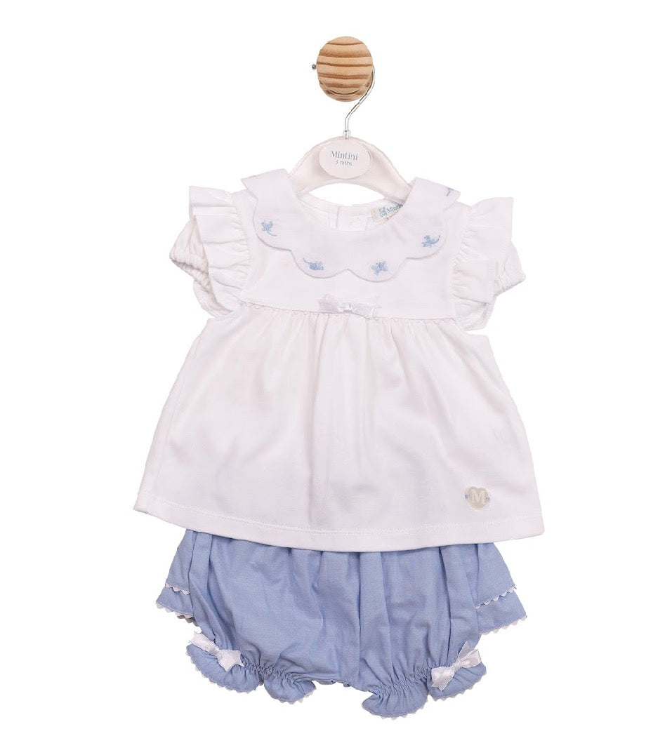 Mintini Blue Frill Jam Pants Set