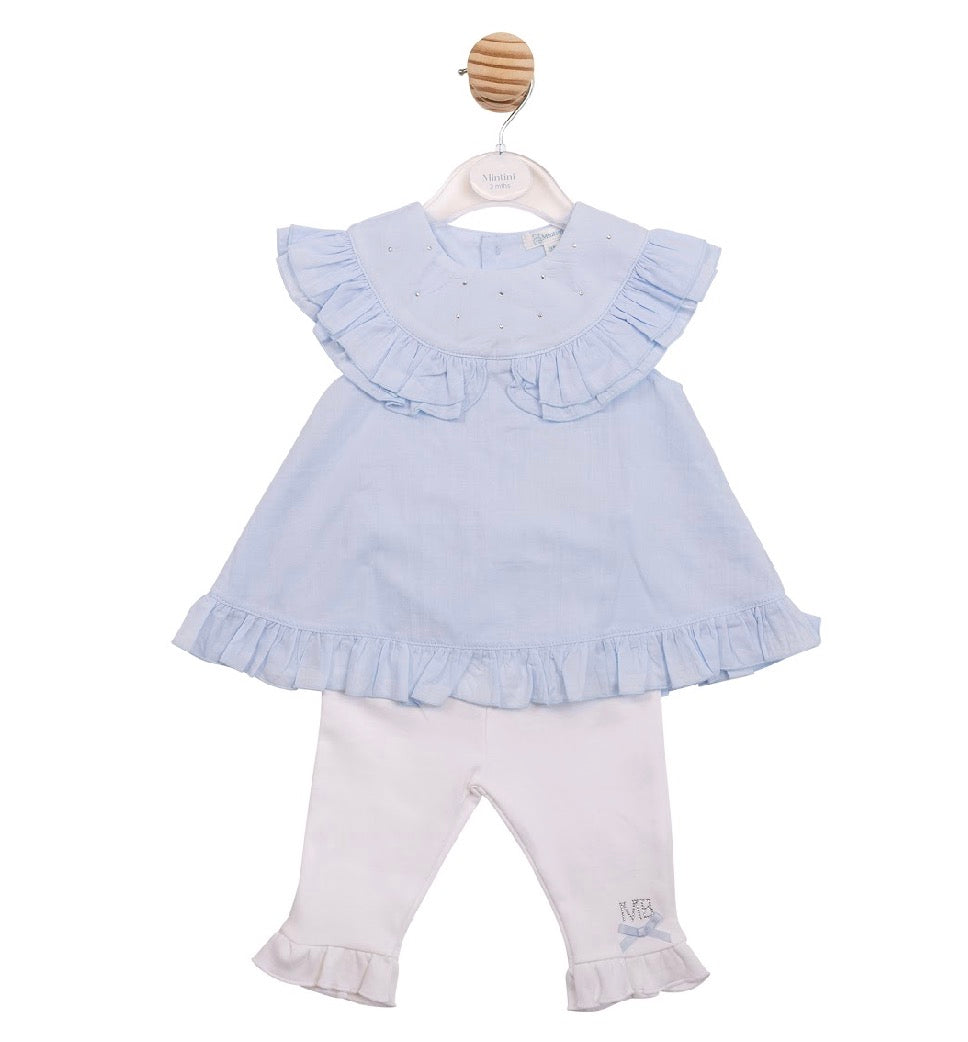 Mintini Blue Dress & Leggings Set