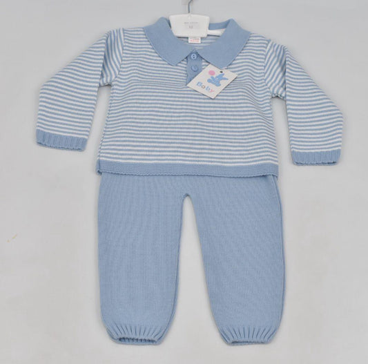 Blue Stripe Knitted Outfit