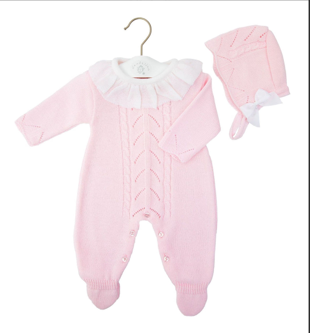 Dandelion Pink Frill Onesie & Bonnet