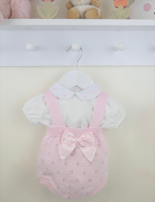 Pex Pink Bow Dungaree Set
