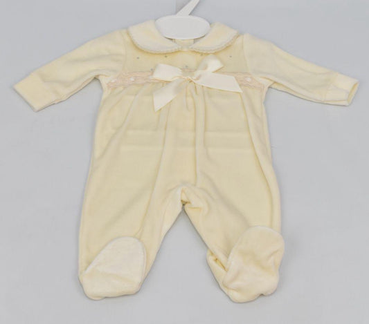 Lemon Bow Velour Onesie