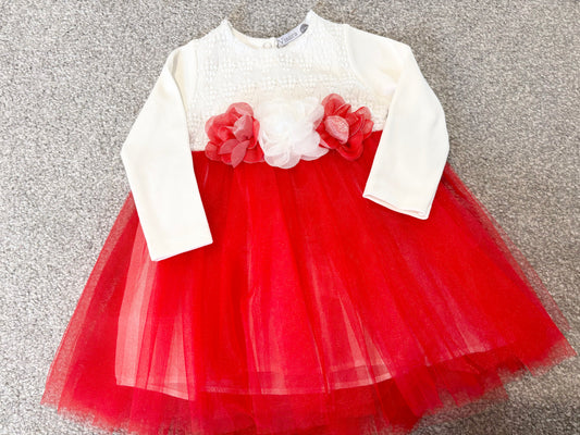 Visara Red Dress White Bolero