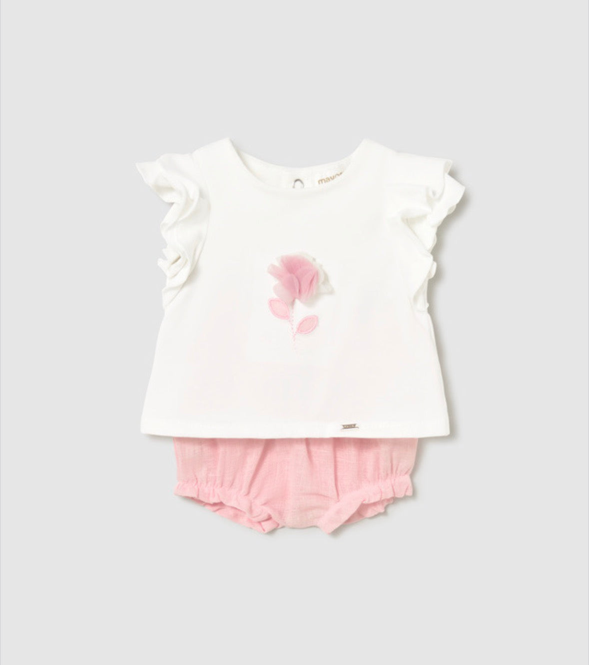 Mayoral Pink Flower Bloomer Set