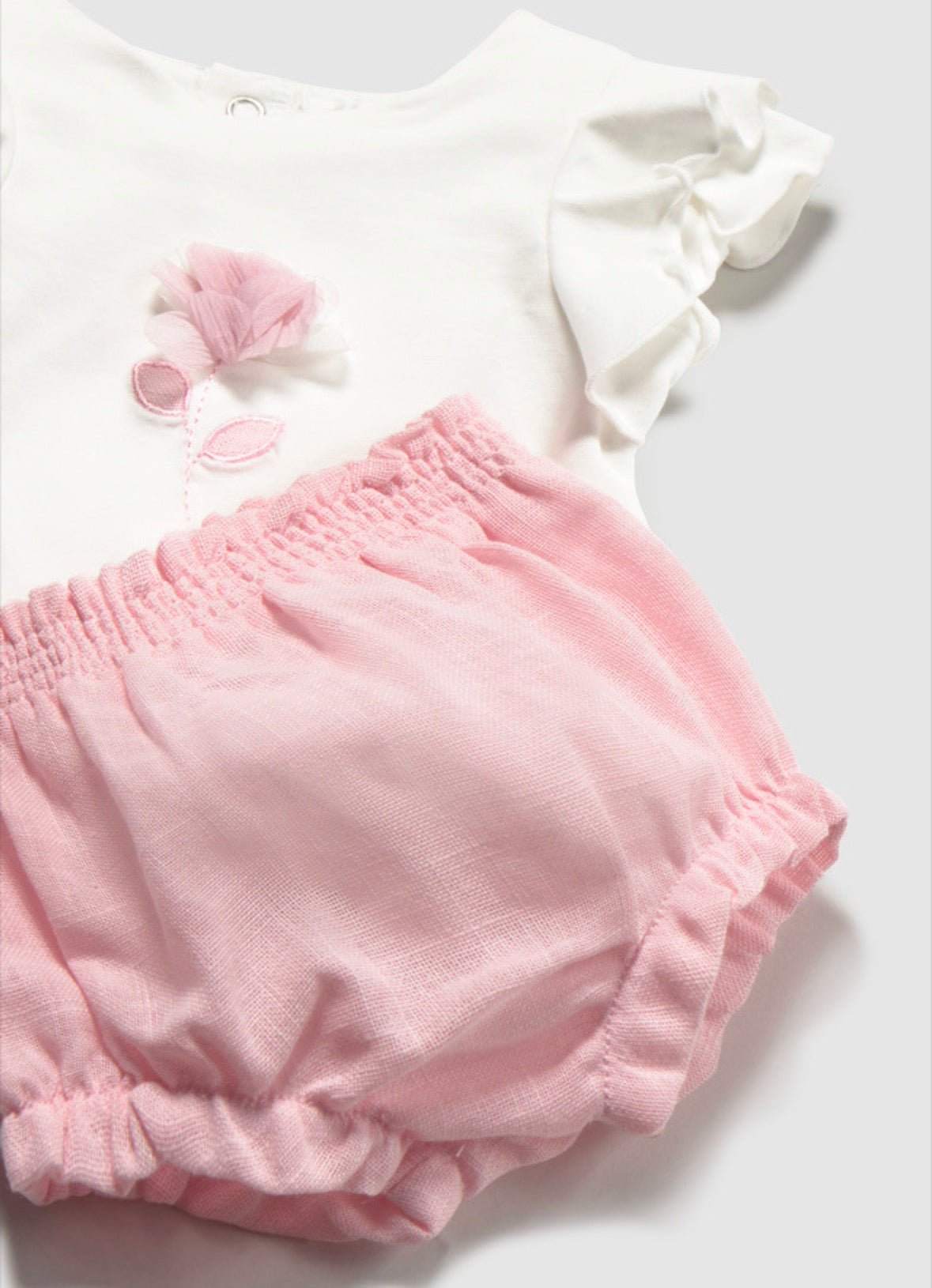Mayoral Pink Flower Bloomer Set