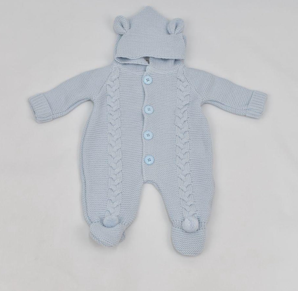 Blue Knitted Pramsuit