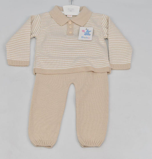 Beige Stripe Knitted Outfit