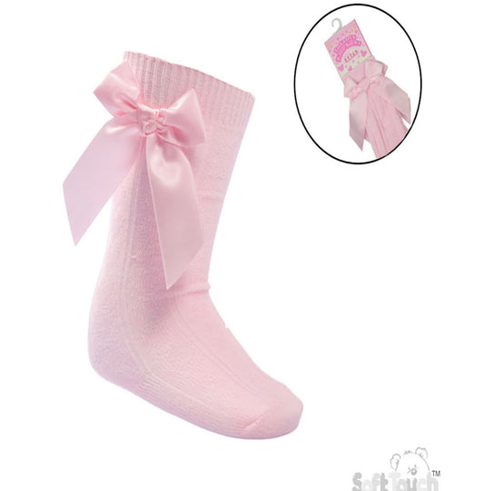 Pink Knee High Bow Socks