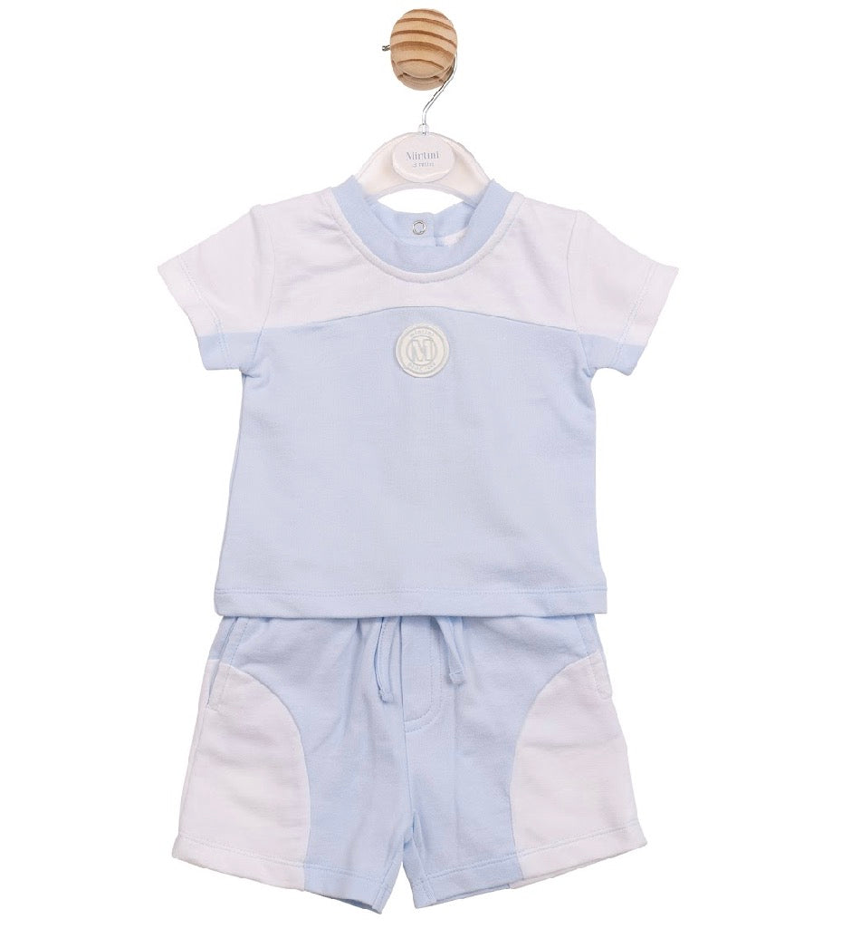 Mintini Blue & White Shorts Set