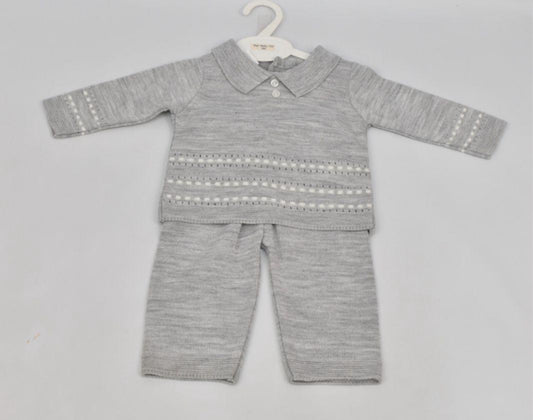 Grey with White Knitted Outfit