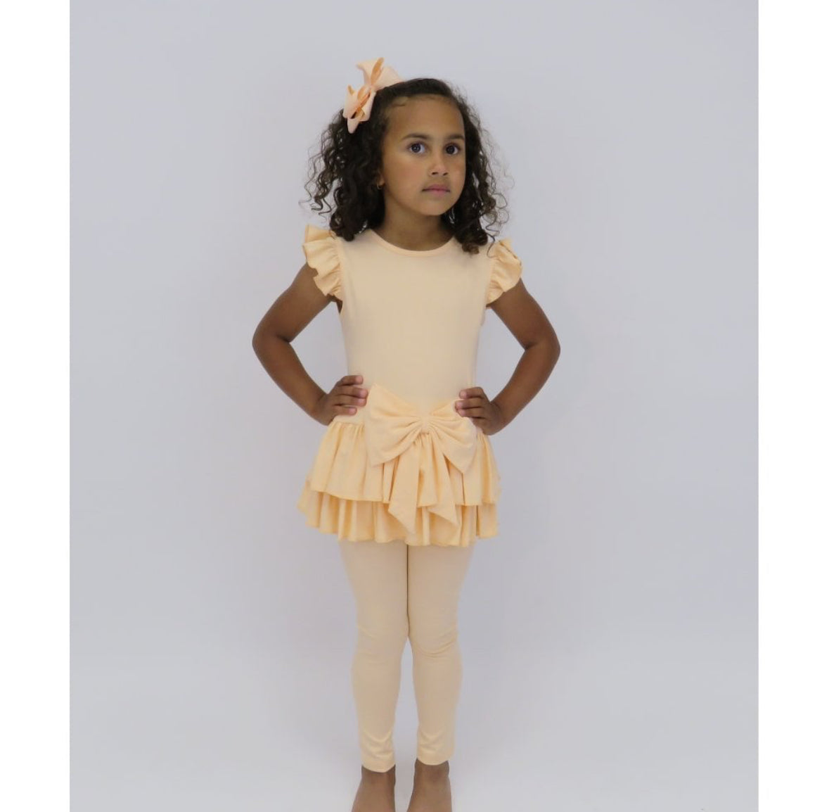 Harper Peach Bow Ruffle Set