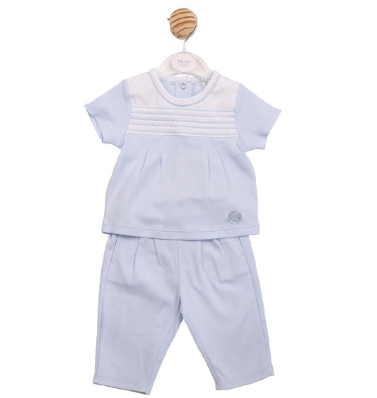 Mintini Blue Embroidered Trouser Set