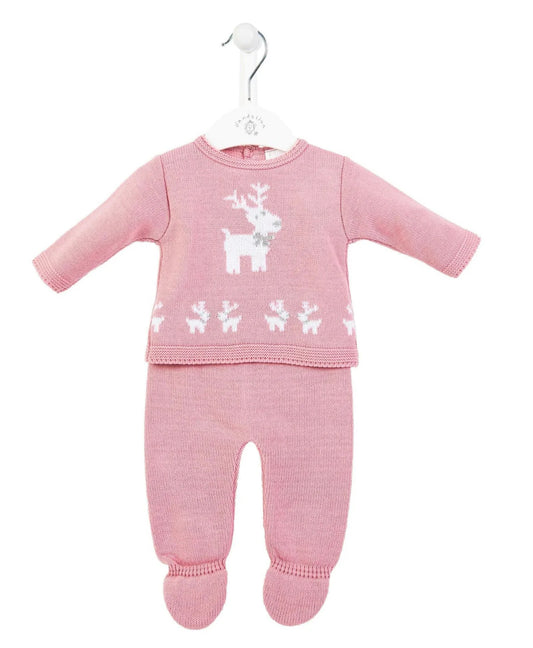 Dandelion Pink Reindeer knitted set