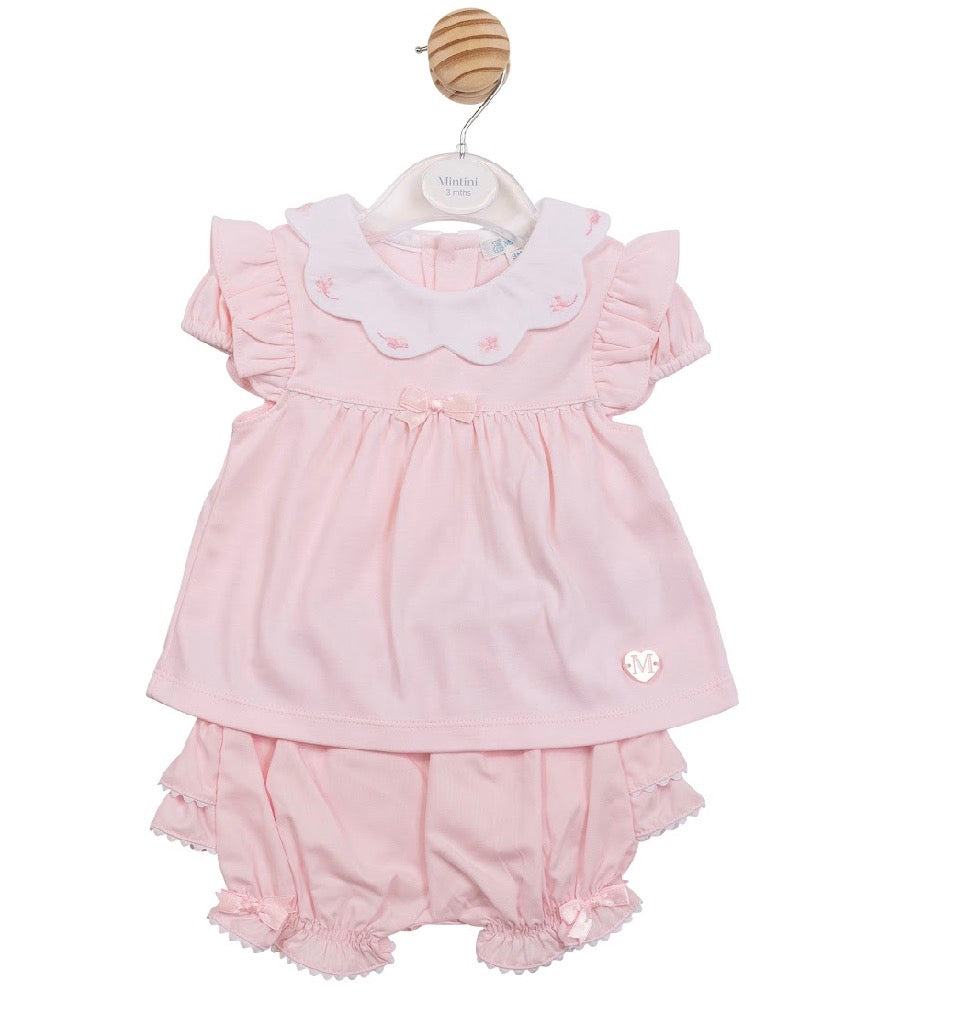 Mintini Pink Frill Jam Pants Set