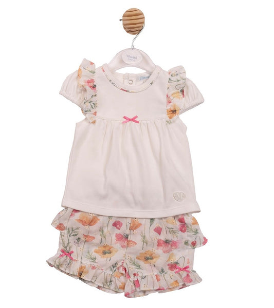 Mintini White Floral Shorts Set