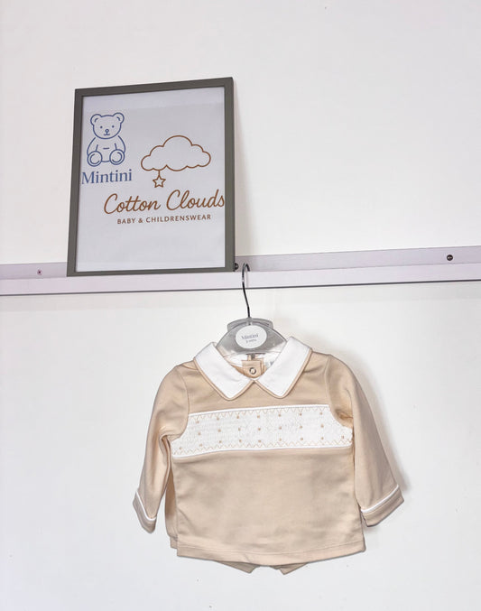 Mintini Beige Smock Shorts Set