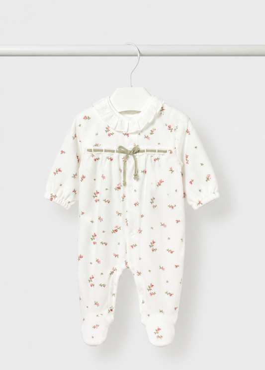 Mayoral Sage Floral Velour All in One