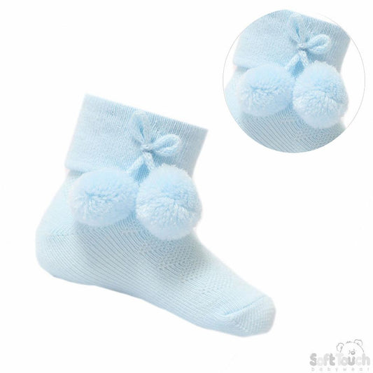 Blue Pom Ankle Socks