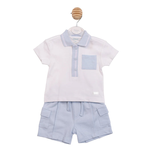 Mintini Blue Polo Shorts Set