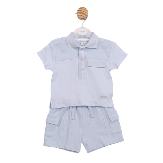 Mintini Blue Polo Shorts Set