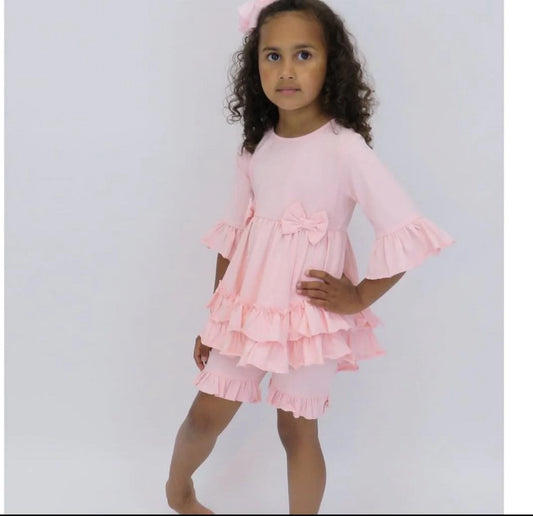 Harris kids pink frill short set