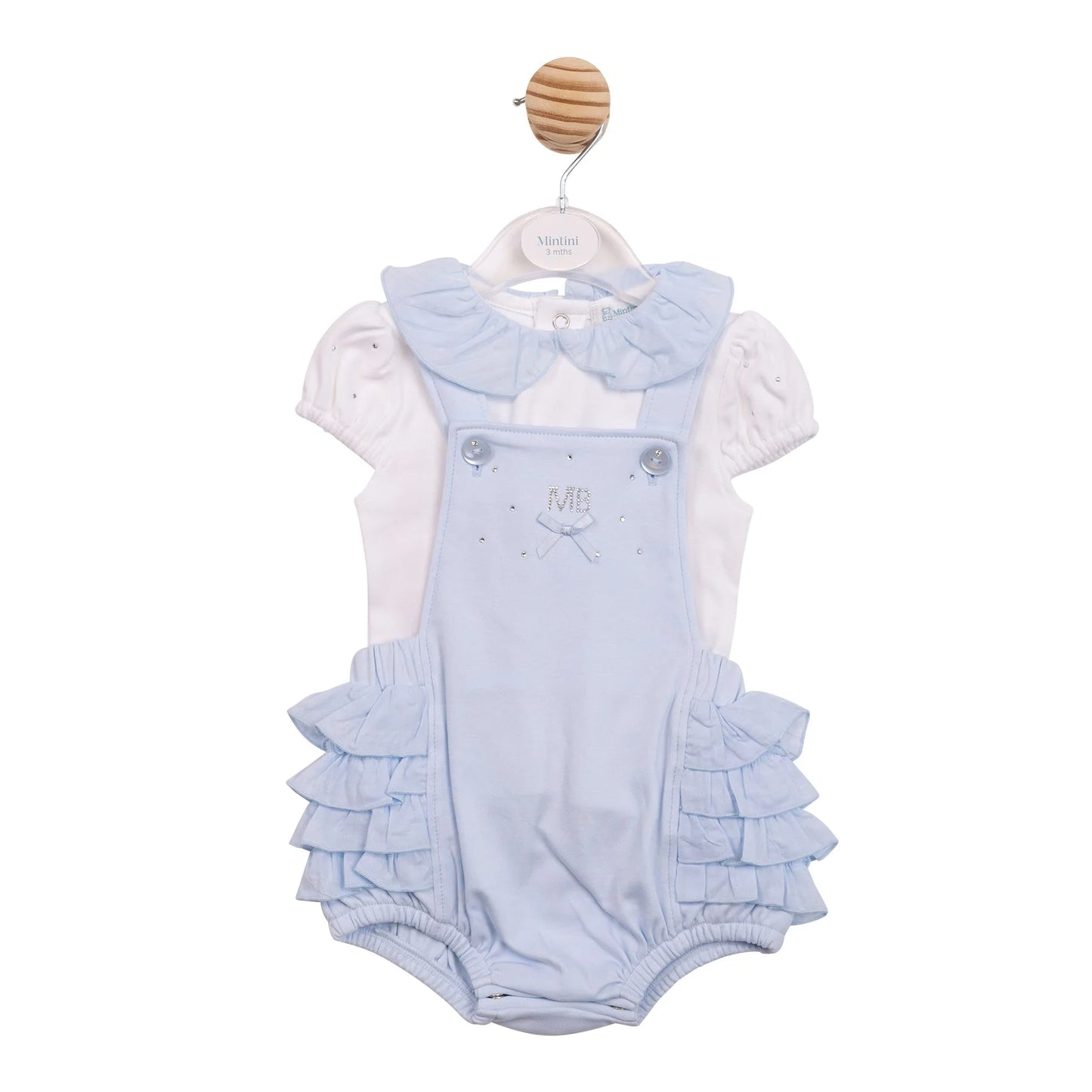Mintini Blue Diamanté Dungaree Set