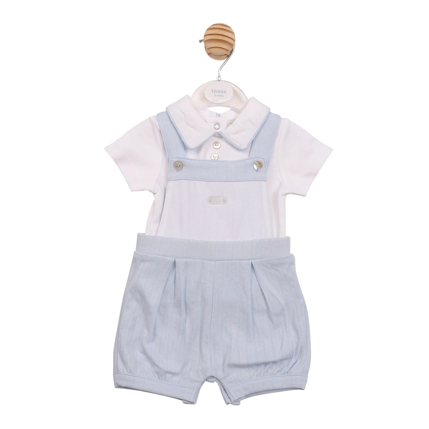Mintini Blue Jacquard Dungaree Set