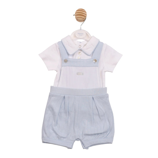 Mintini Blue Jacquard Dungaree Set
