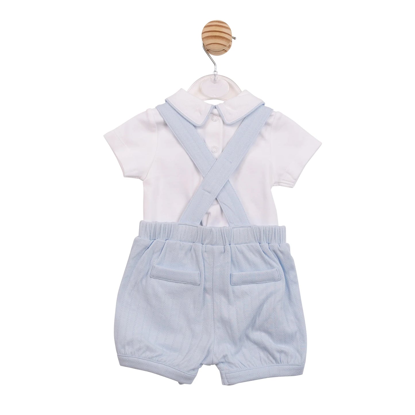 Mintini Blue Jacquard Dungaree Set