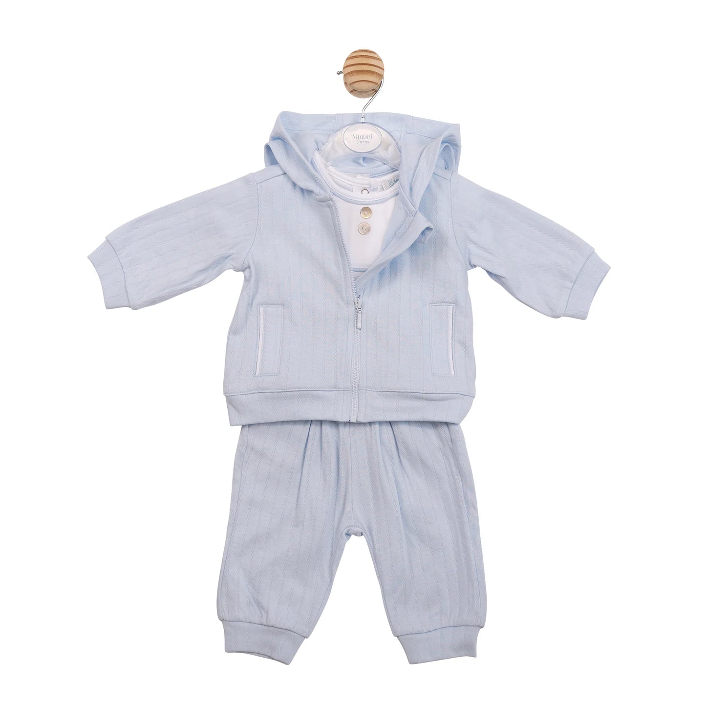 Mintini Blue 3 Piece Jacquard Jogsuit