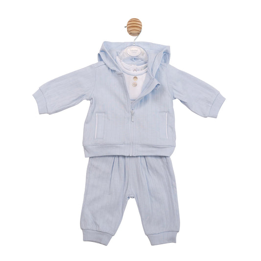 Mintini Blue 3 Piece Jacquard Jogsuit