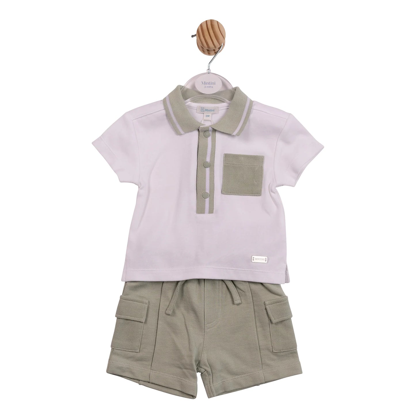 Mintini Sage Green Polo Shorts Set