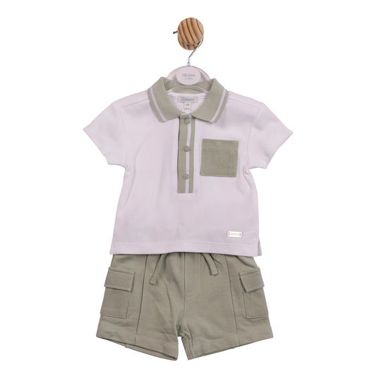 Mintini Sage Green Polo Shorts Set