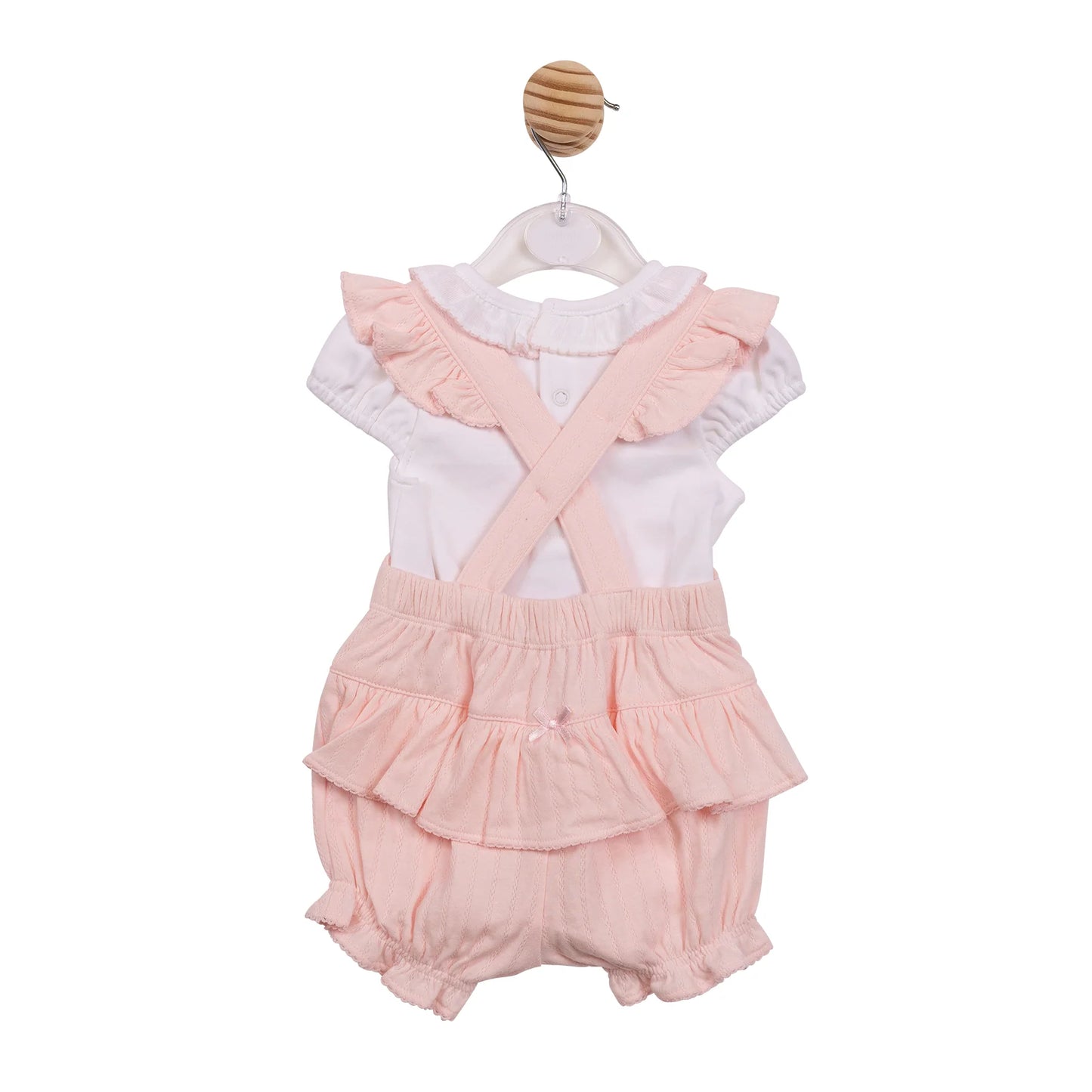 Mintini Pink Jacquard Frill Dungaree