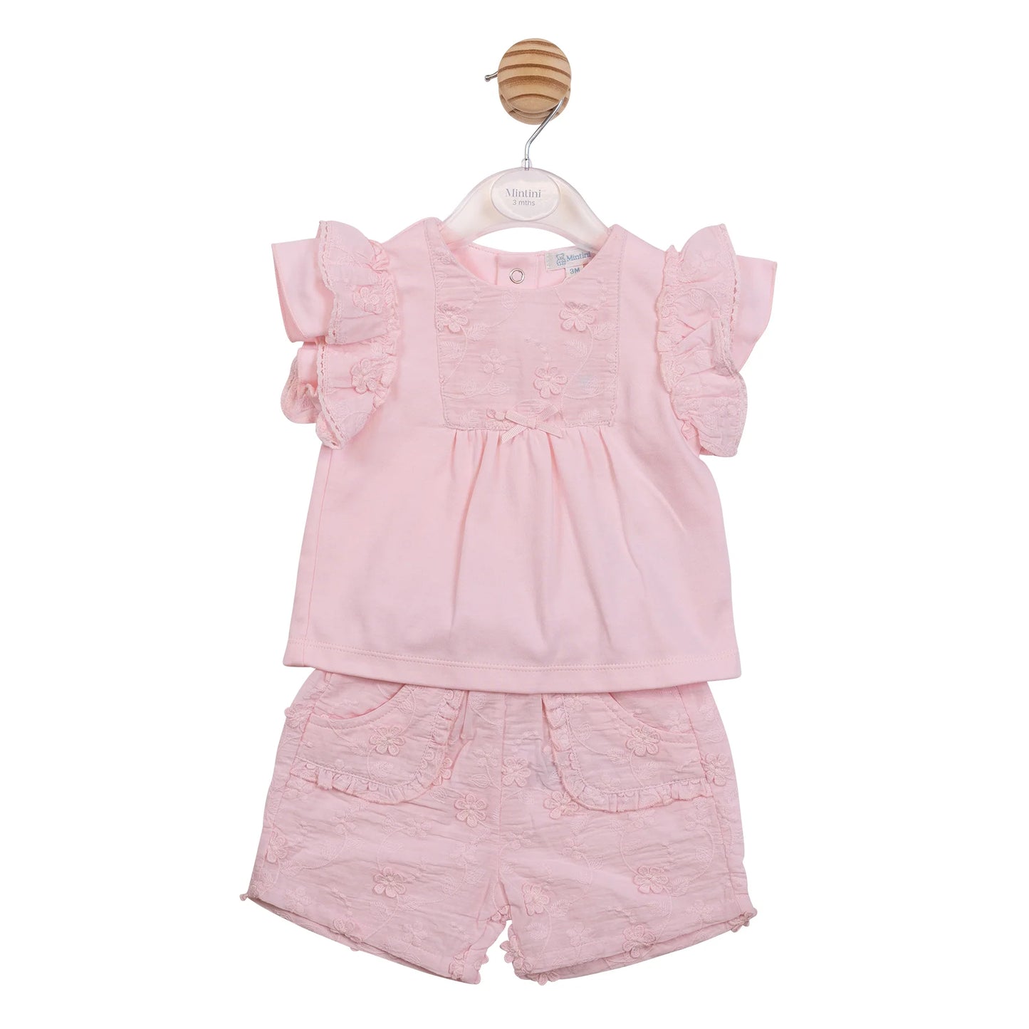 Mintini Pink Flower Shorts Set