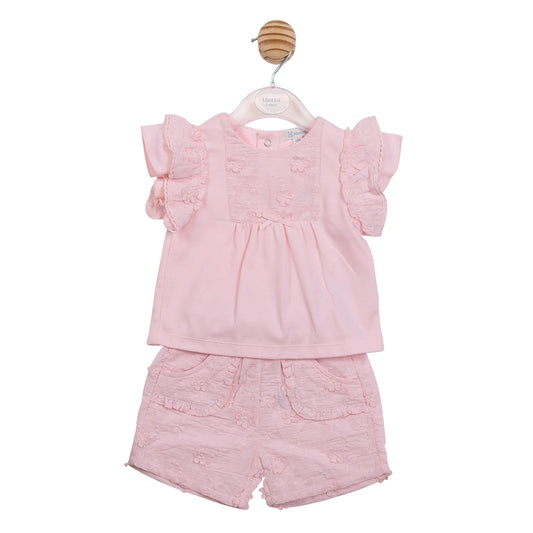 Mintini Pink Flower Shorts Set