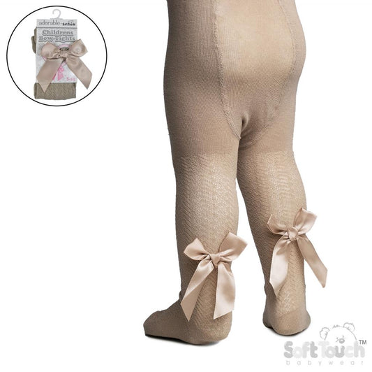 Beige Bow Tights