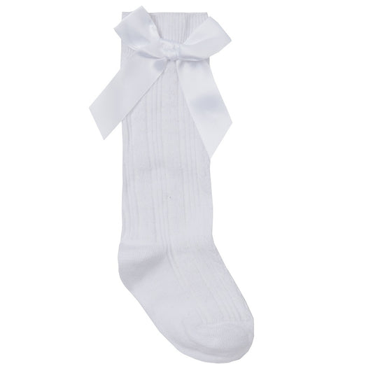 White Knee High Bow Socks