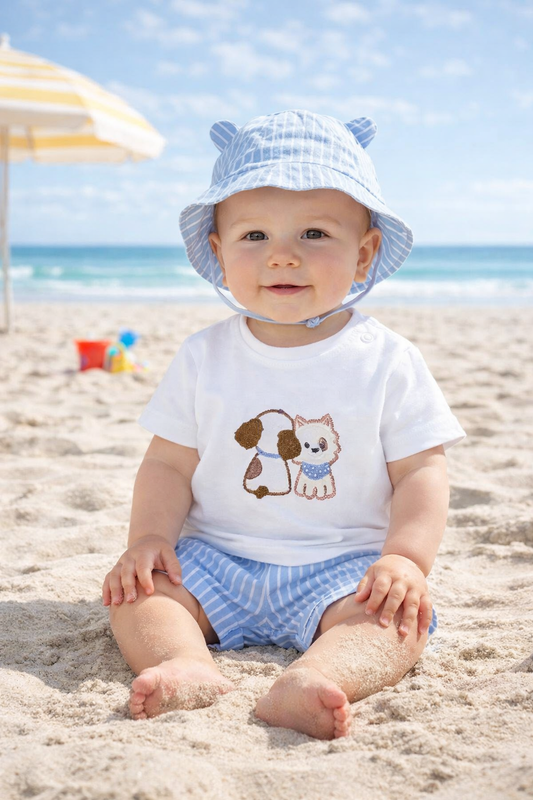 Mayoral Blue Shorts & Hat Set