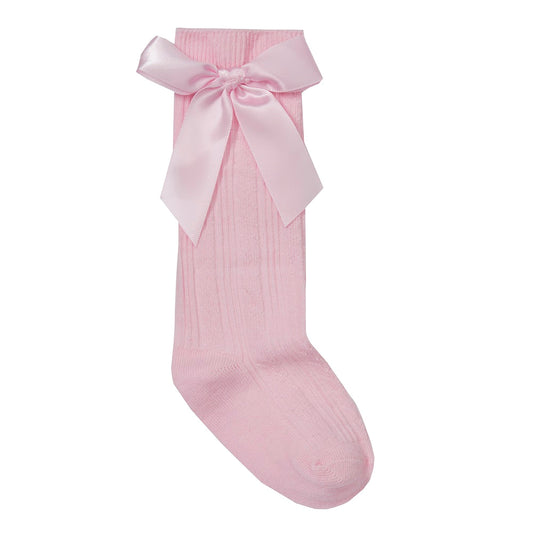 Pink Knee High Bow Socks