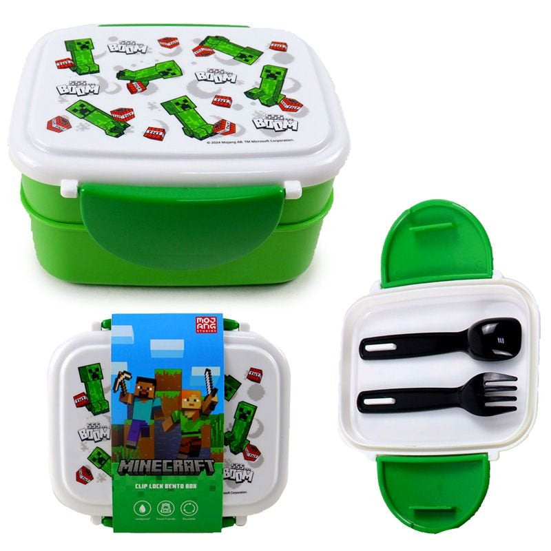 Minecraft Stacked Bento Box with Cutlery