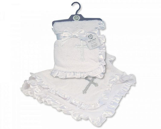 Christening White Cross Shawl