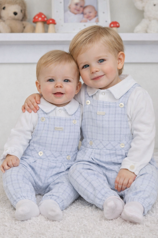 Mintini Blue Check Dungaree Set