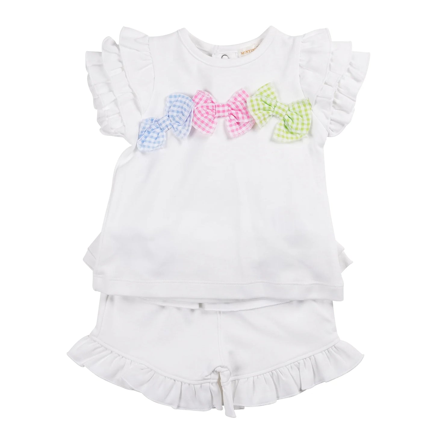 Mintini White Bow Shorts Set