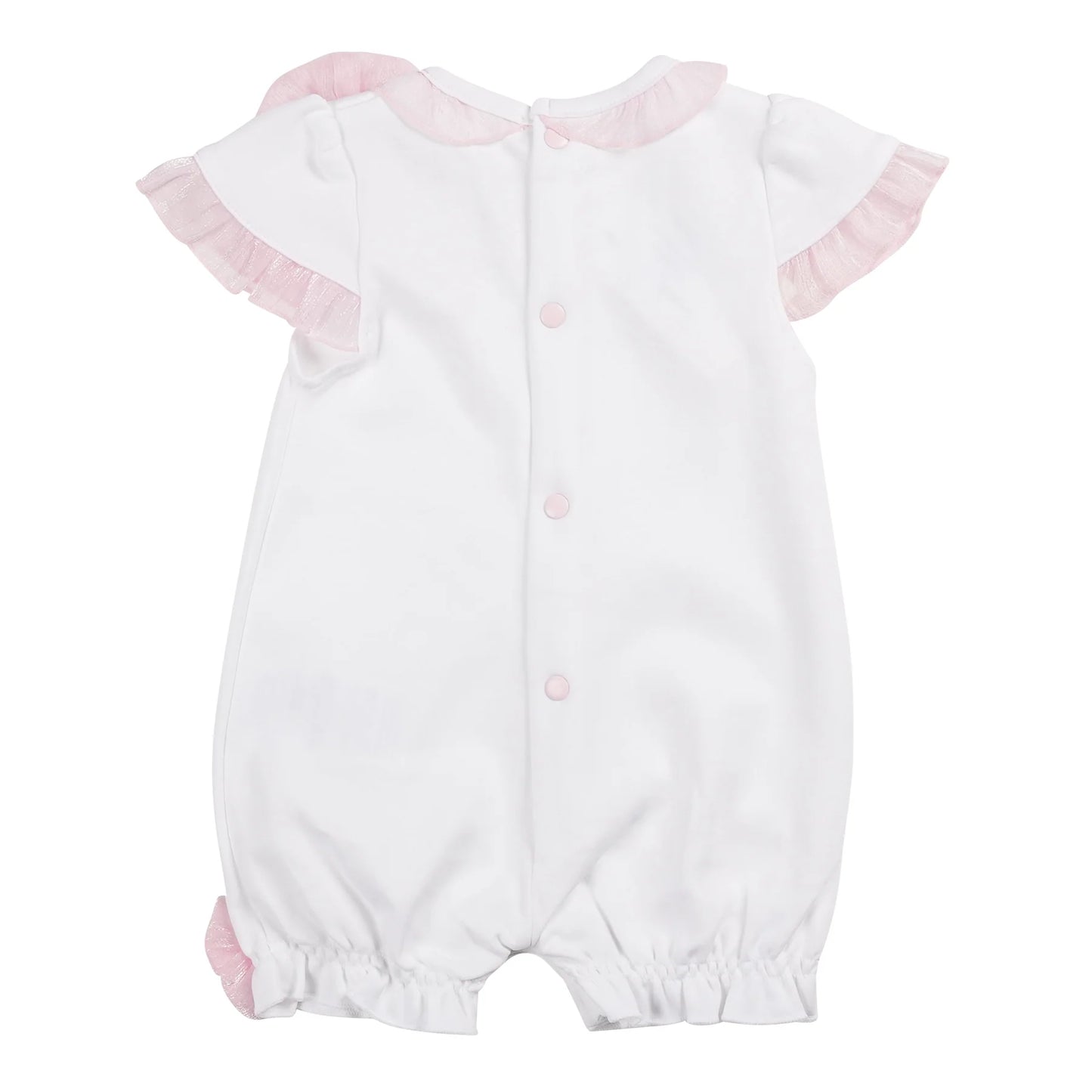 Mintini White & Pink Bow Romper