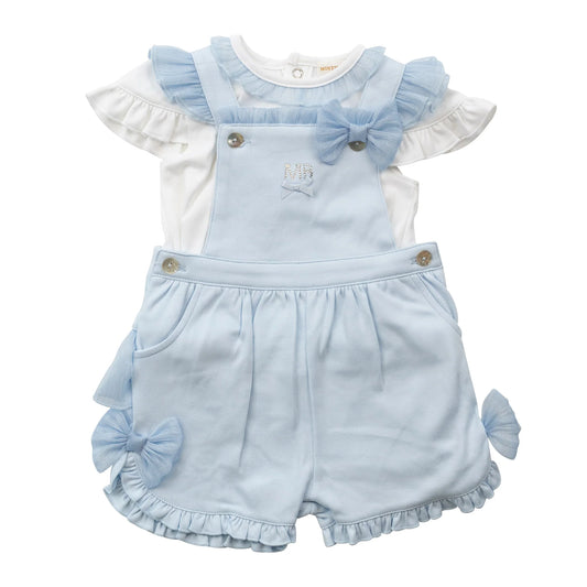 Mintini Blue Bow Dungaree Set