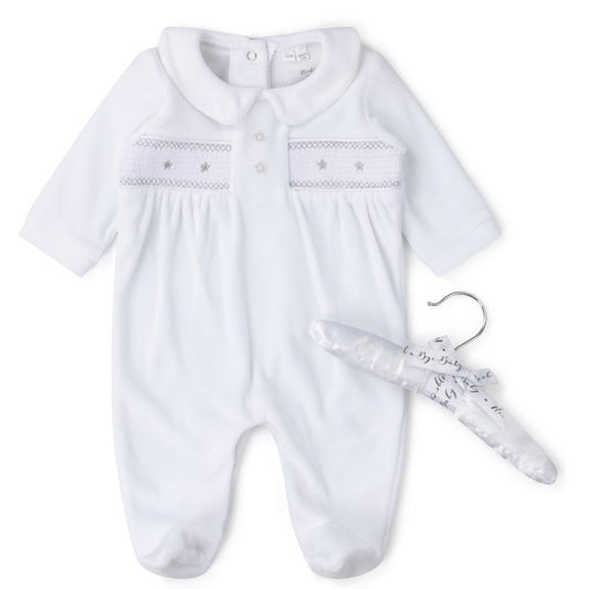 White Velour Star Onesie