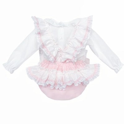 WeeMe Pink Frill Bow Romper Set